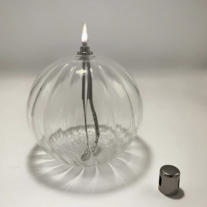Lampe à huile sphère striée - S