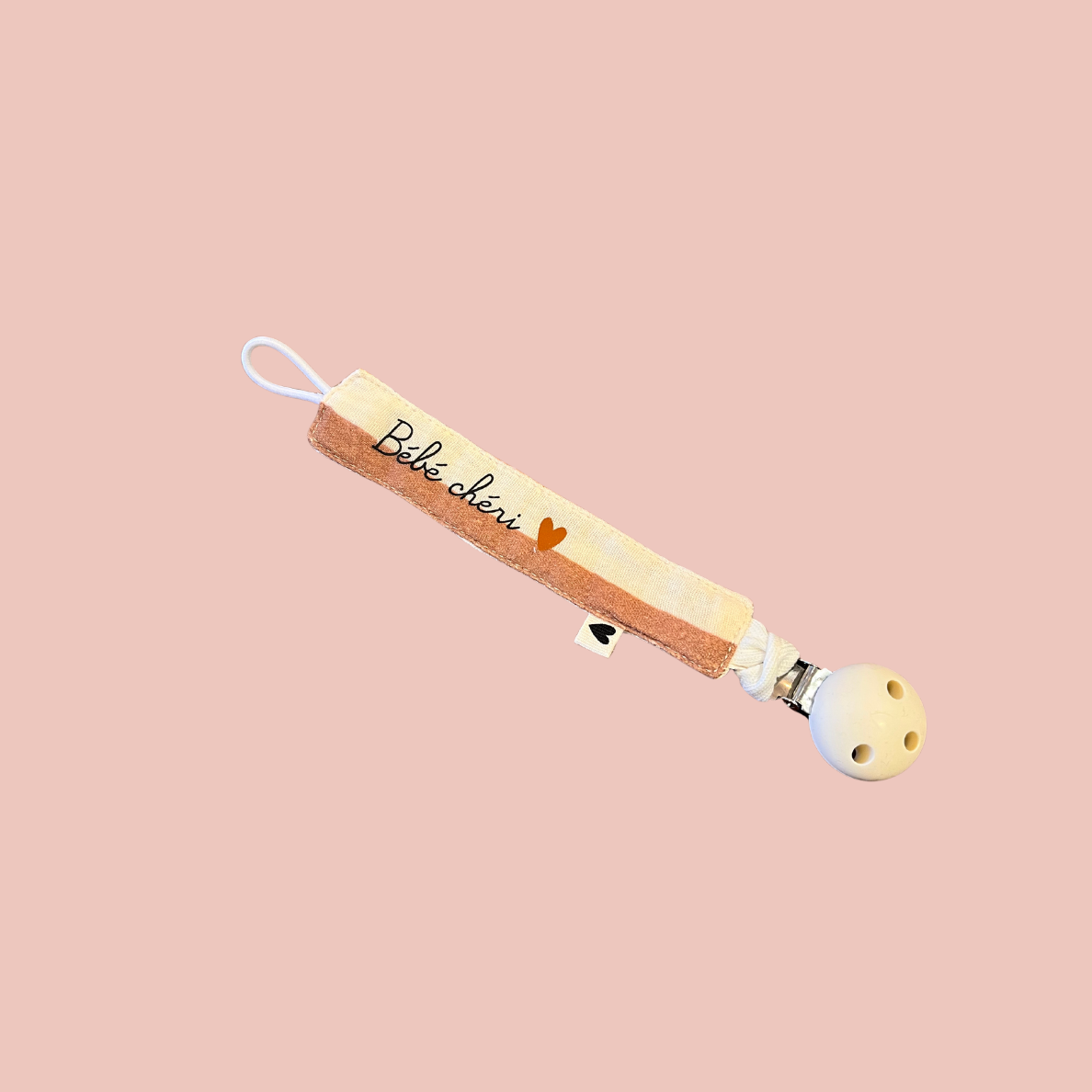 Attache-tétine "Bébé chéri"- Rayures larges
