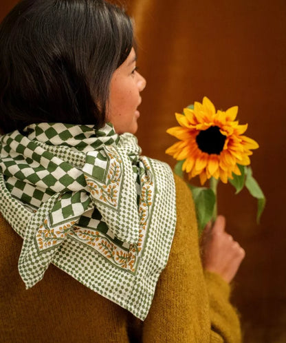 Foulard - Damier kaki