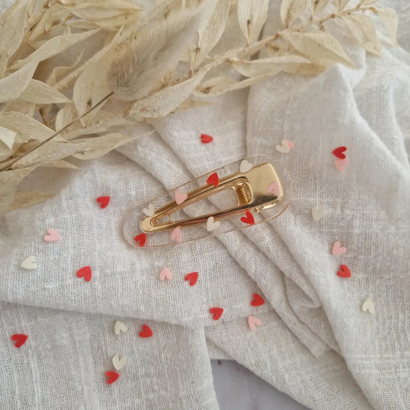 Barrette Triangle - Trio de coeurs multicolore