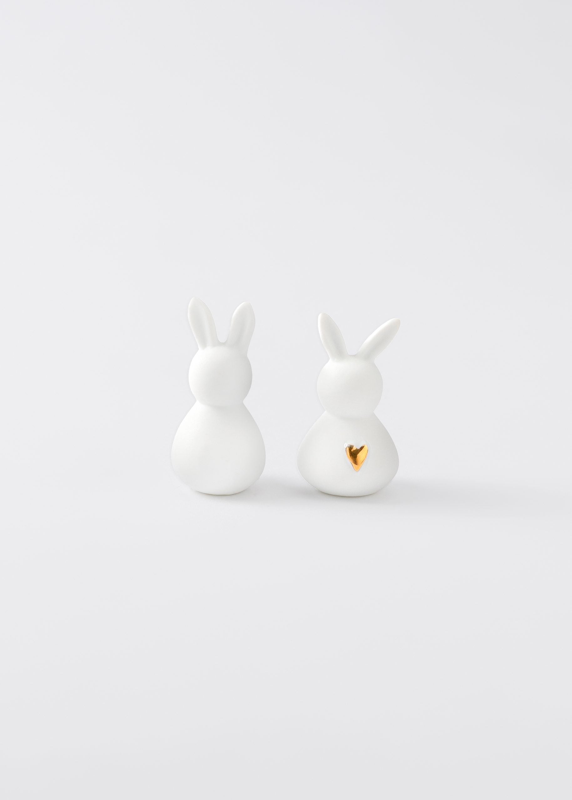 Duo de mini lapins - Blanc Coeur