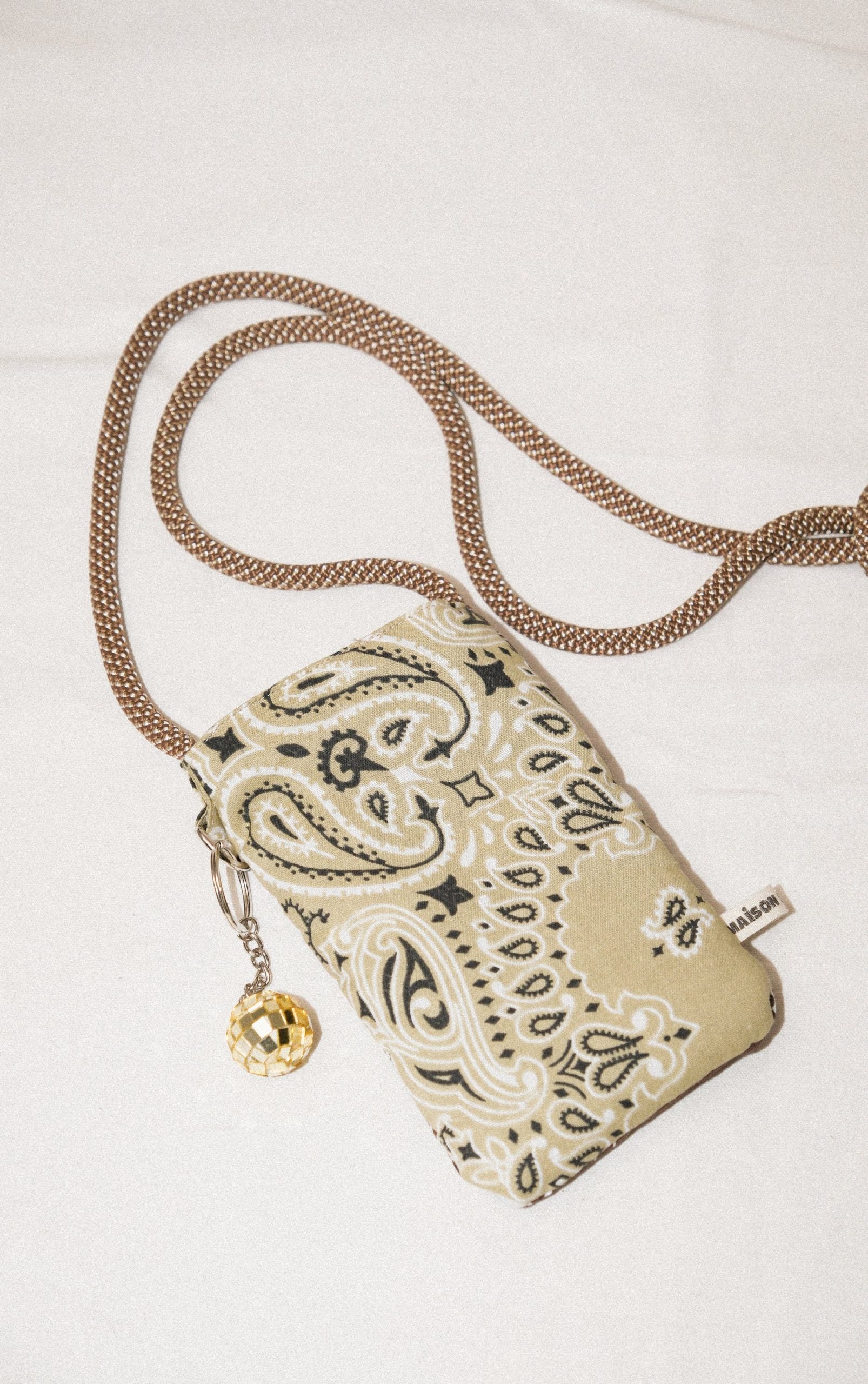 Pochette téléphone bandana - Chocolat et beige
