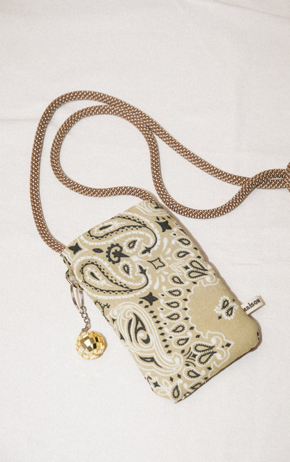 Pochette téléphone bandana - Chocolat et beige
