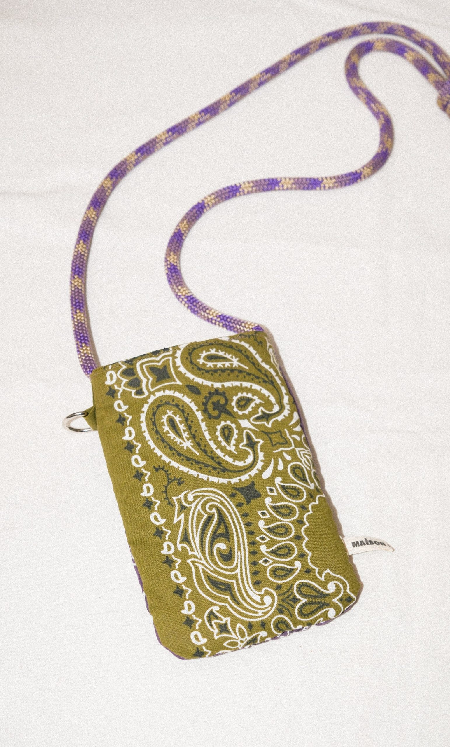 Pochette téléphone bandana - Violet et olive
