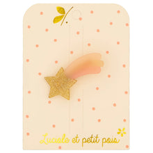 Barrette - Étoile filante rose et dorée