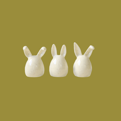 Trio de lapins en céramique - Vanille