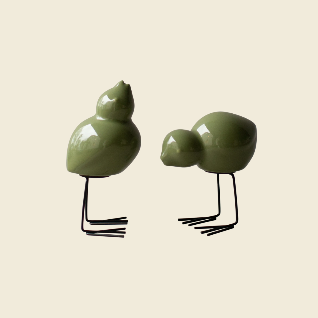 Duo d'oiseaux en céramique - Vert