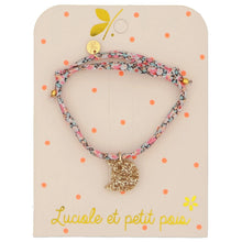 Bracelet enfant - Chat doré et liberty