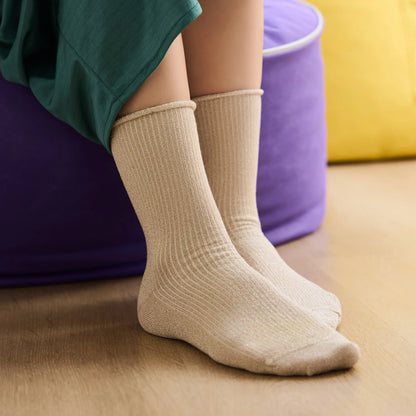 Chaussettes pailletées 36/40 - Beige