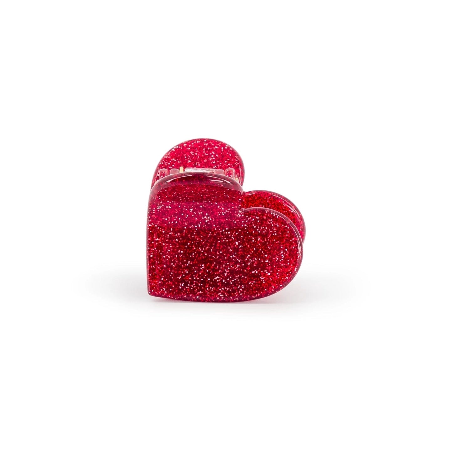 Pince - Mini coeur pailleté rouge