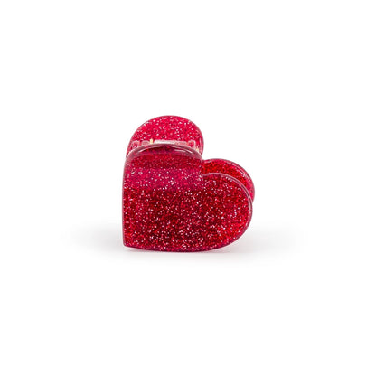 Pince - Mini coeur pailleté rouge
