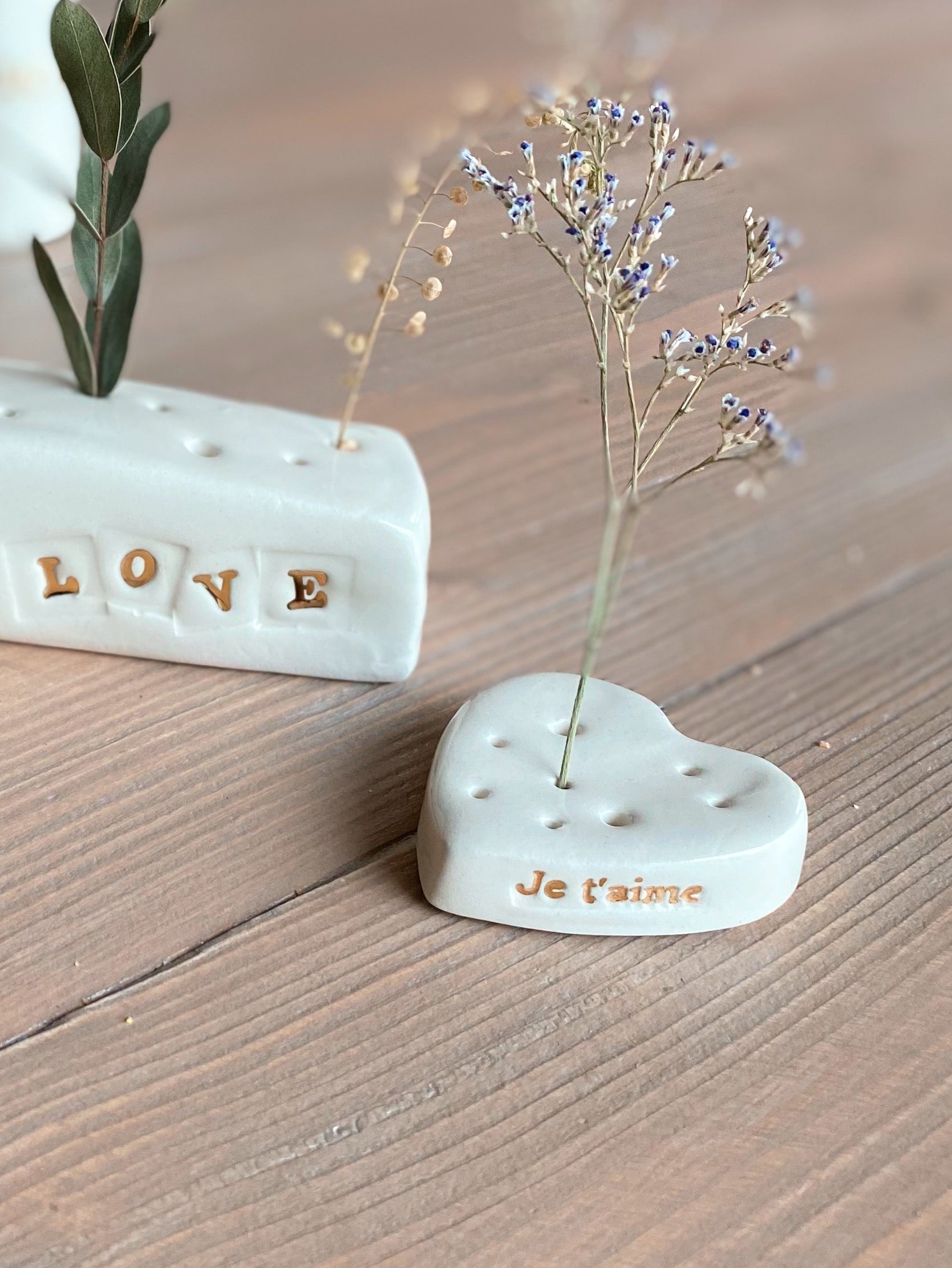 Pain de fleurs en porcelaine - Je t'aime