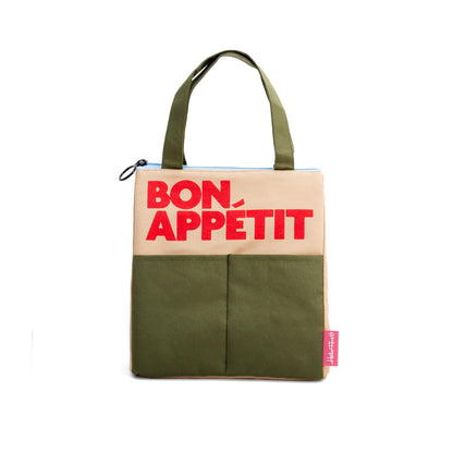 Sac isotherme "Bon Appétit" - Beige & Kaki