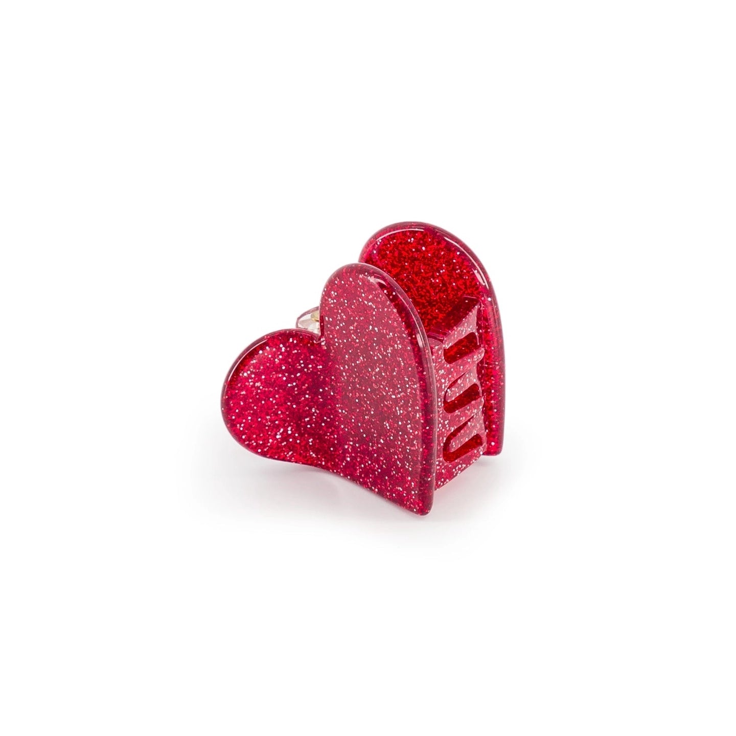 Pince - Mini coeur pailleté rouge
