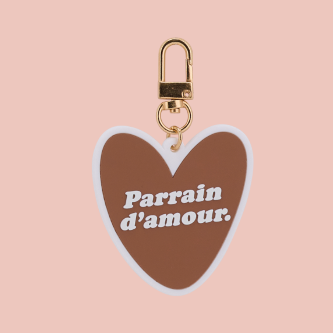 Porte-clés marron - Parrain d'amour