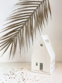 Photophore maison pointue - Porcelaine