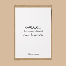 Carte - Merci de m'avoir choisi(e) pour t'aimer