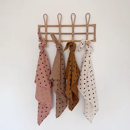 Lange/petit foulard gaze de coton - Coeurs rose