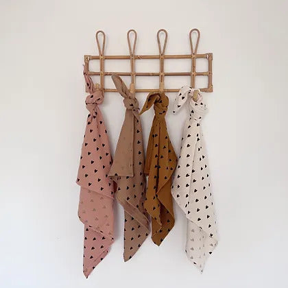 Lange/foulard gaze de coton - Coeurs camel