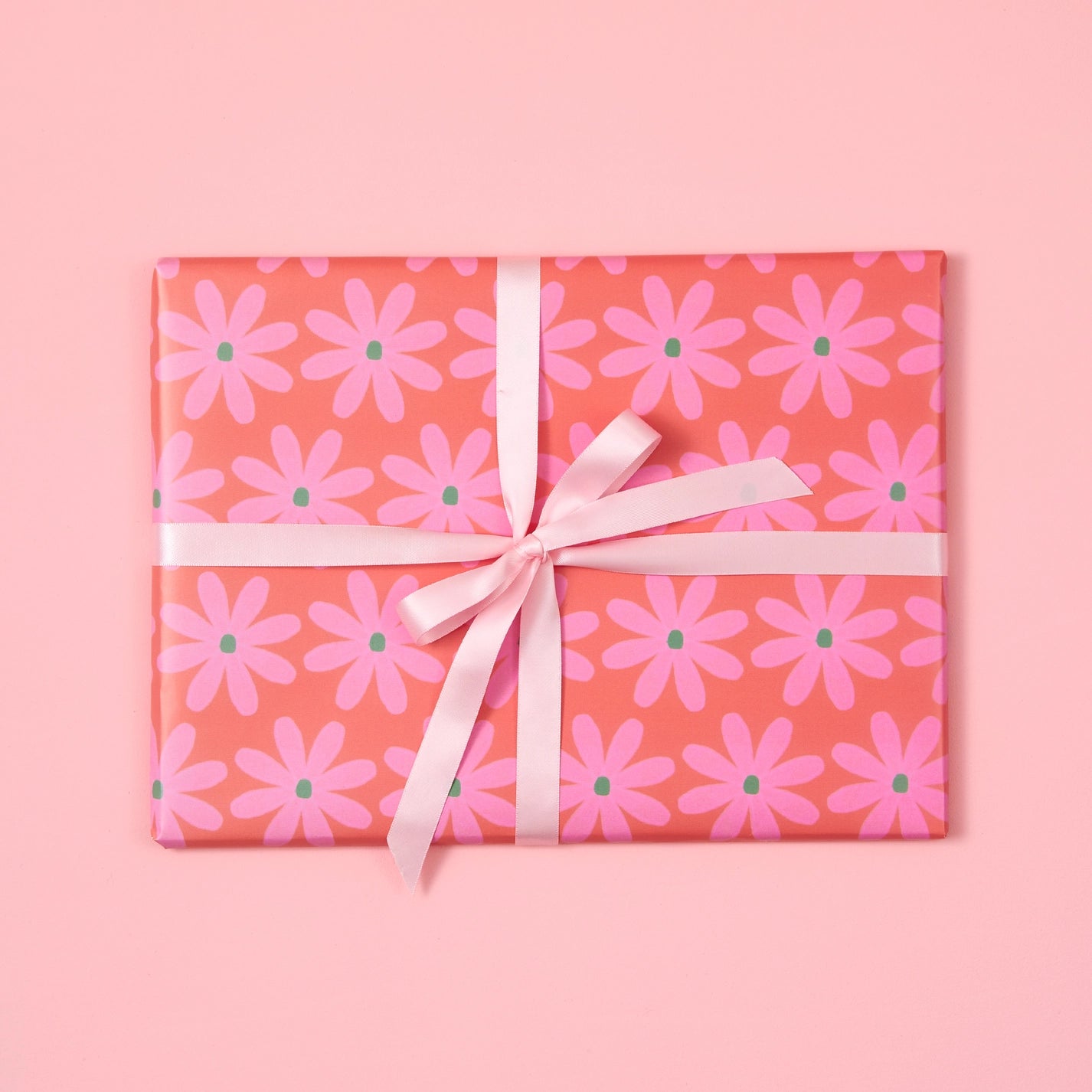 Papier cadeau - Fleurs orangées