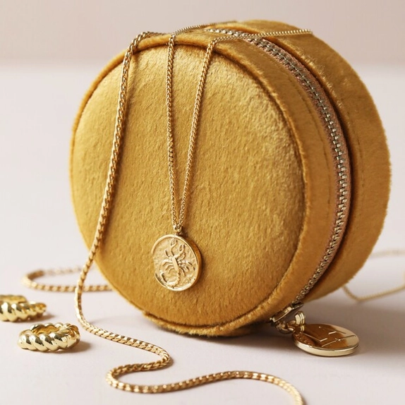 Boite à bijoux en velours - Moutarde