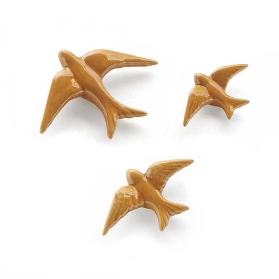 Oiseau en céramique ocre - S