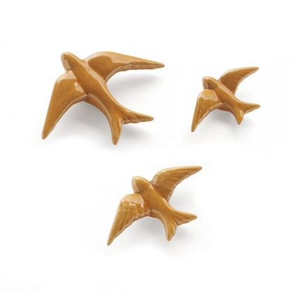 Oiseau en céramique ocre - M