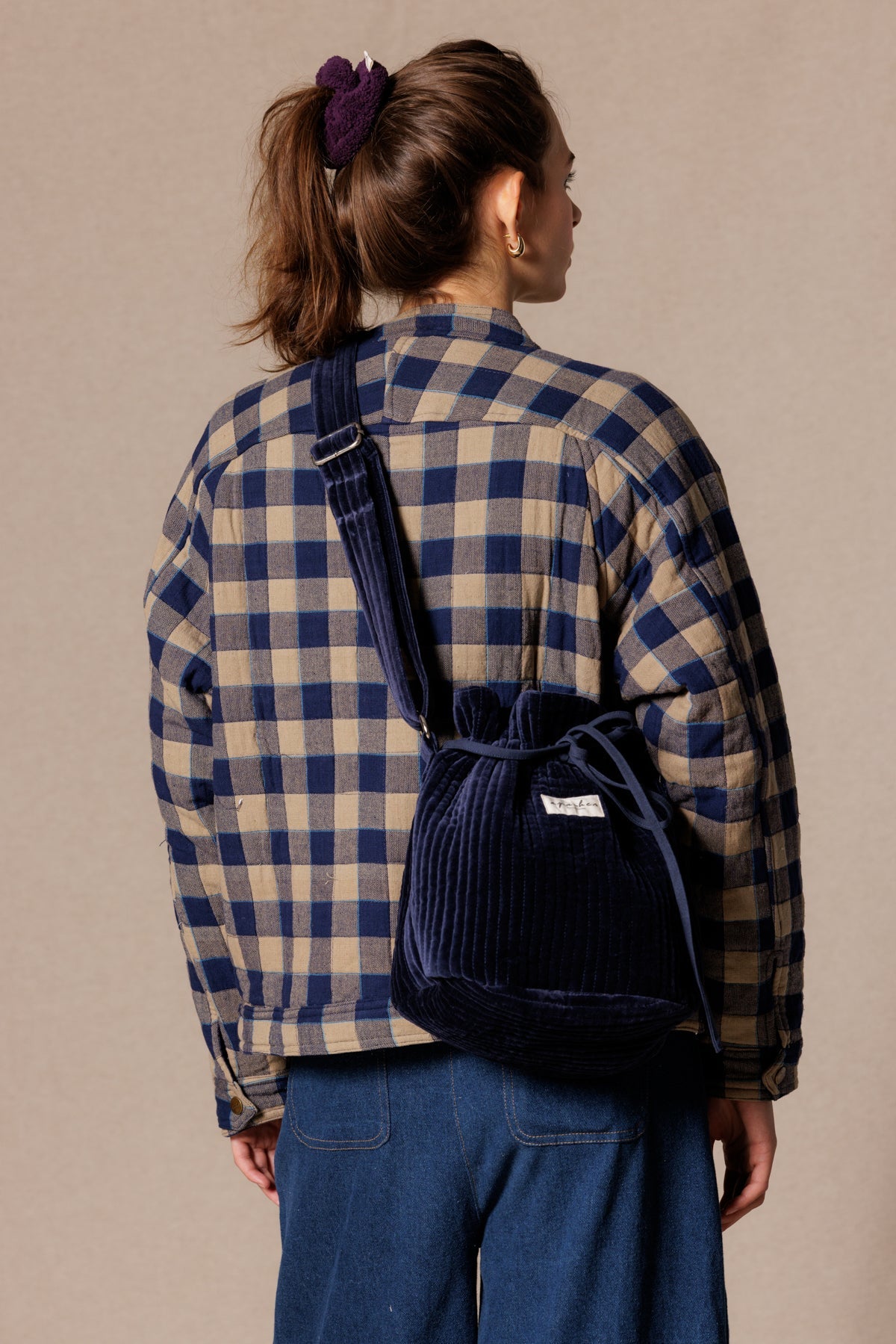 Sac seau Salila - Velours Côtelé Indigo