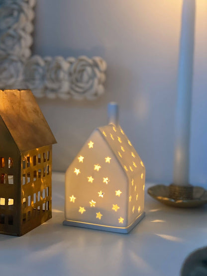 Photophore maison multi étoiles - Porcelaine