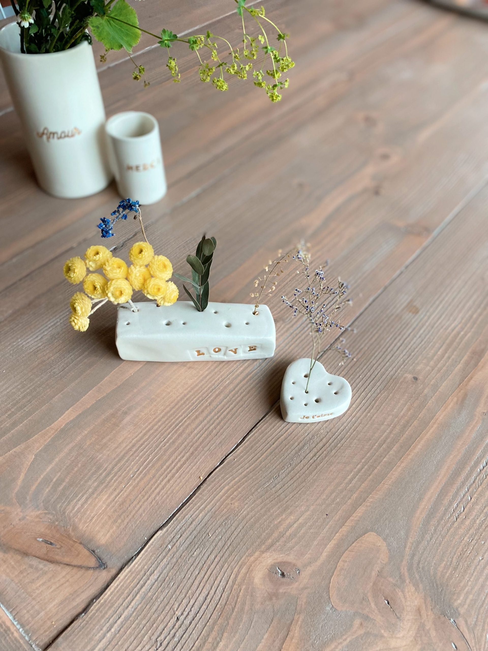 Pain de fleurs en porcelaine - Je t'aime