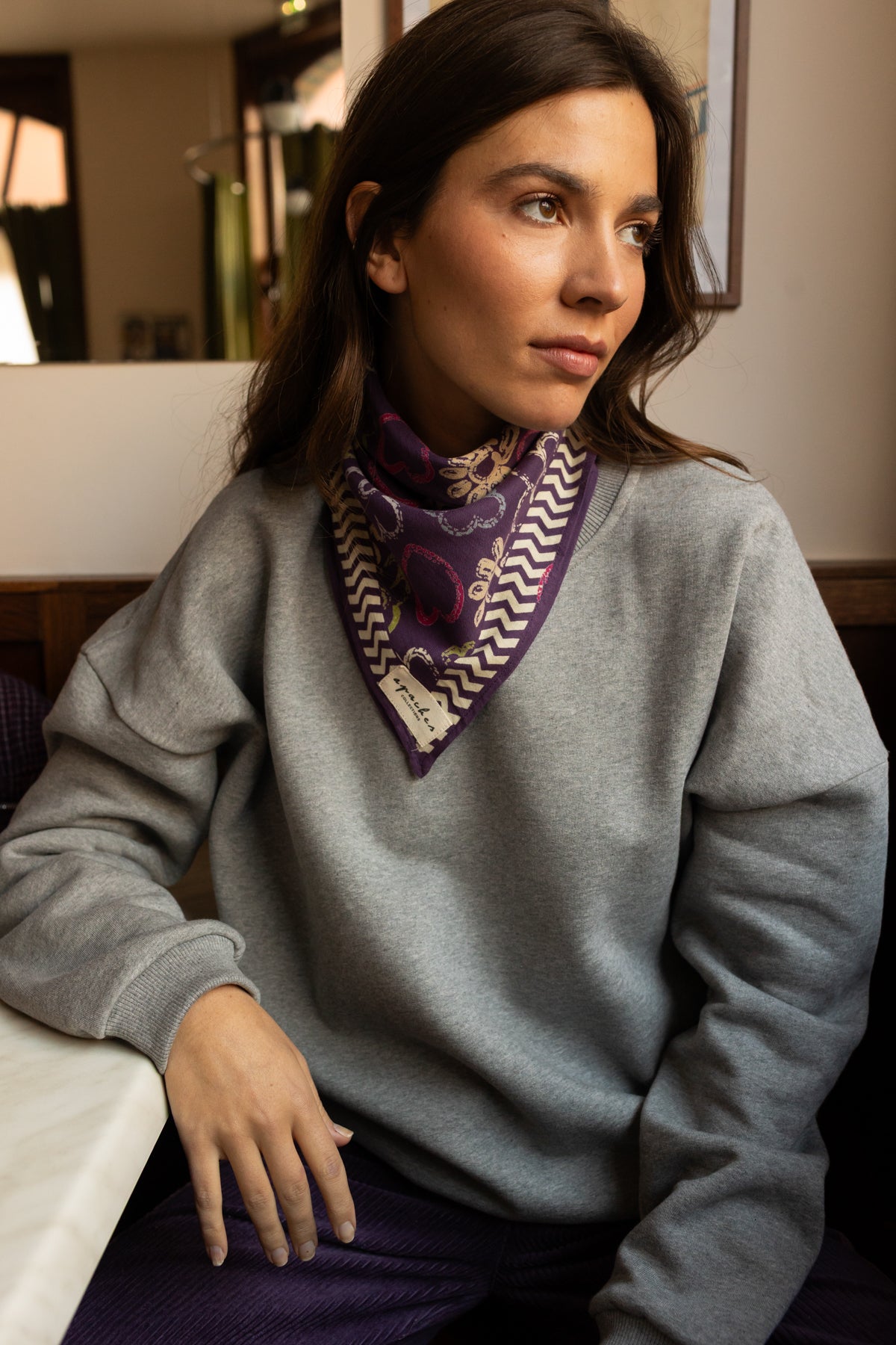 Petit foulard Manika - Ardoise Taffeta