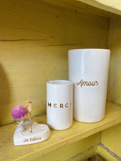 Mini vase en porcelaine - Merci