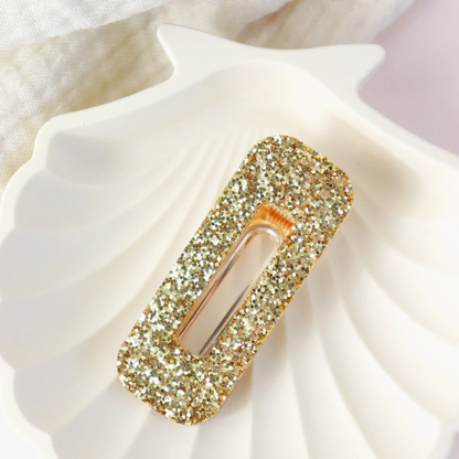Barrette rectangle - Paillettes doré