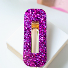 Barrette rectangle - Paillettes violet