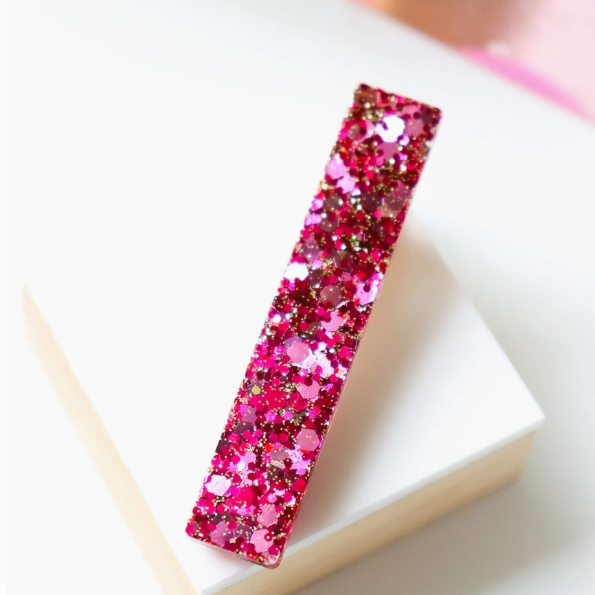 Barrette droite - Paillettes pink