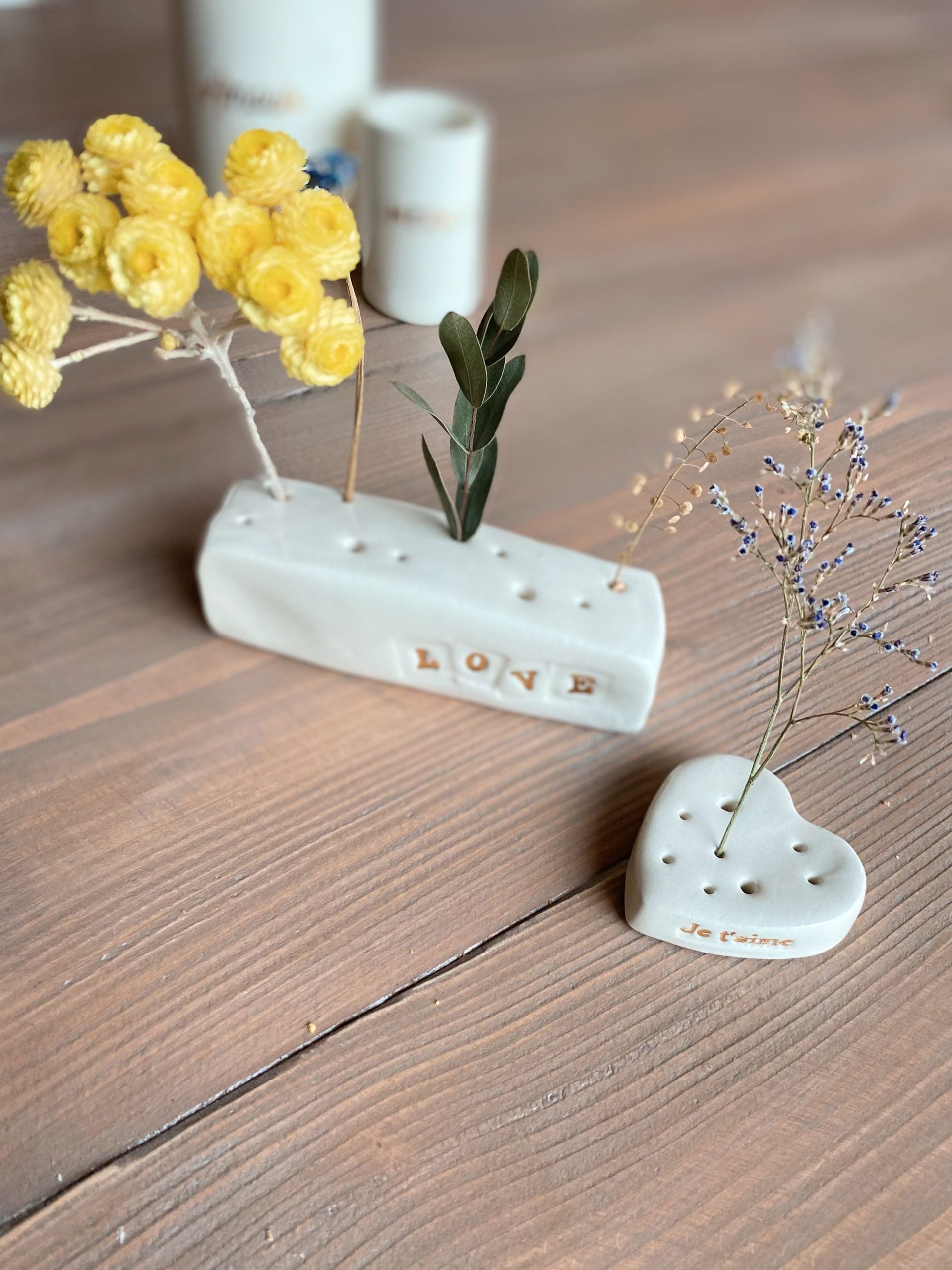Pain de fleurs en porcelaine - Je t'aime