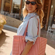 Cabas Elisabeth rayures tennis pecan strawberry