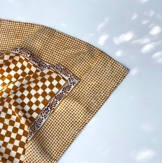Foulard - Damier caramel