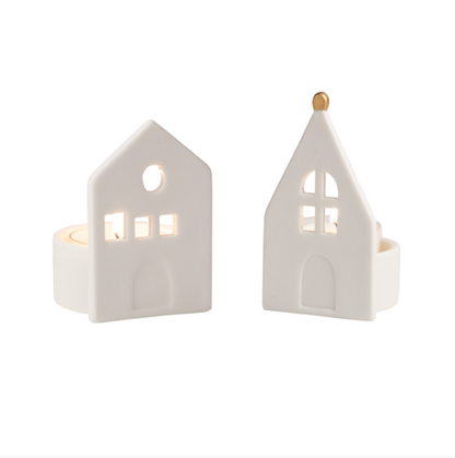 Lot de 2 bougeoirs - Maison & église