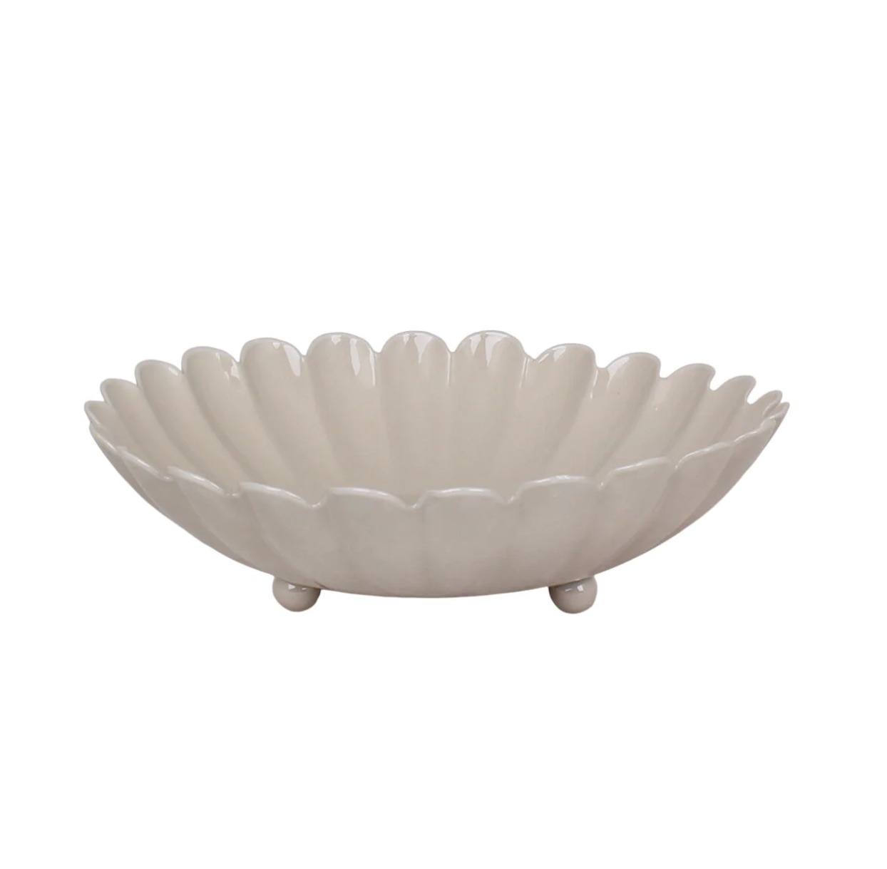 Coupelle fleur beige en métal - M