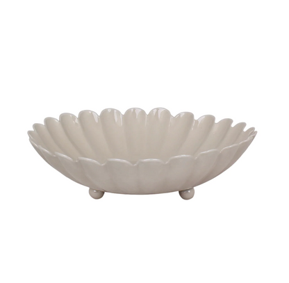 Coupelle fleur beige en métal - M
