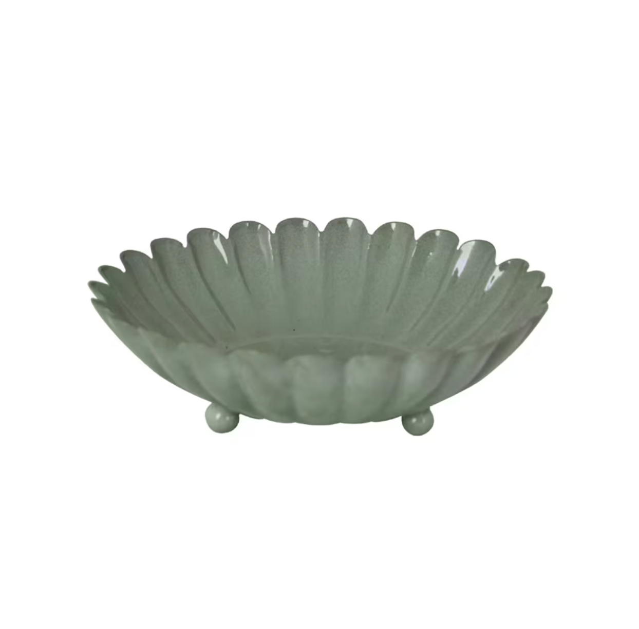 Coupelle fleur verte en métal - M