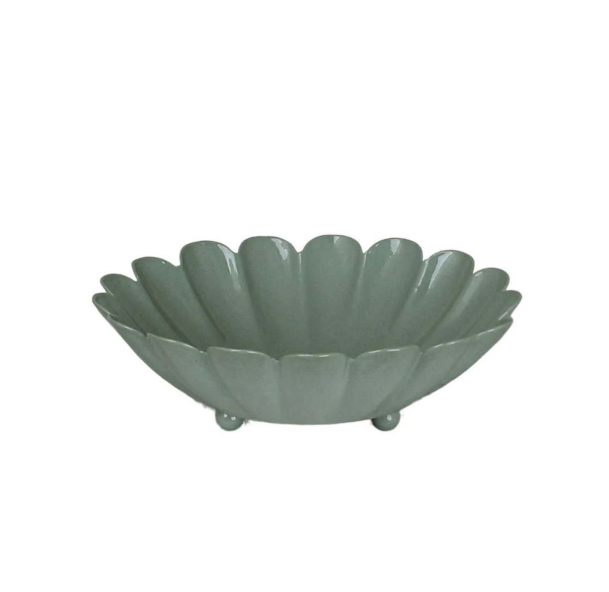 Coupelle fleur verte en métal - S