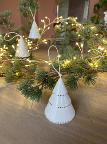 Sapin à suspendre - contour pois dorés