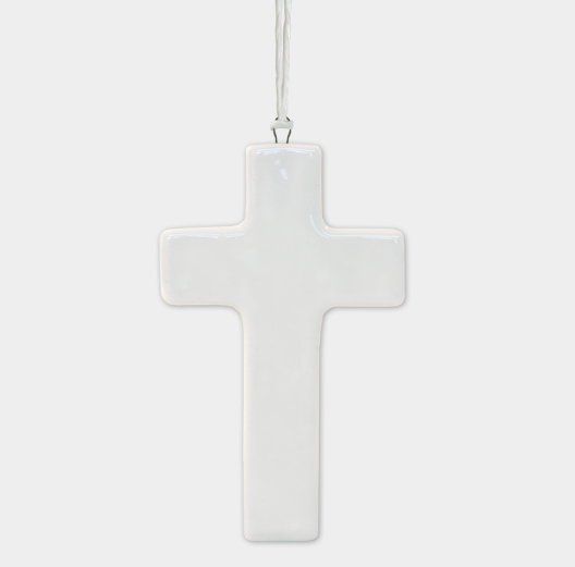 Petite croix à suspendre - Porcelaine
