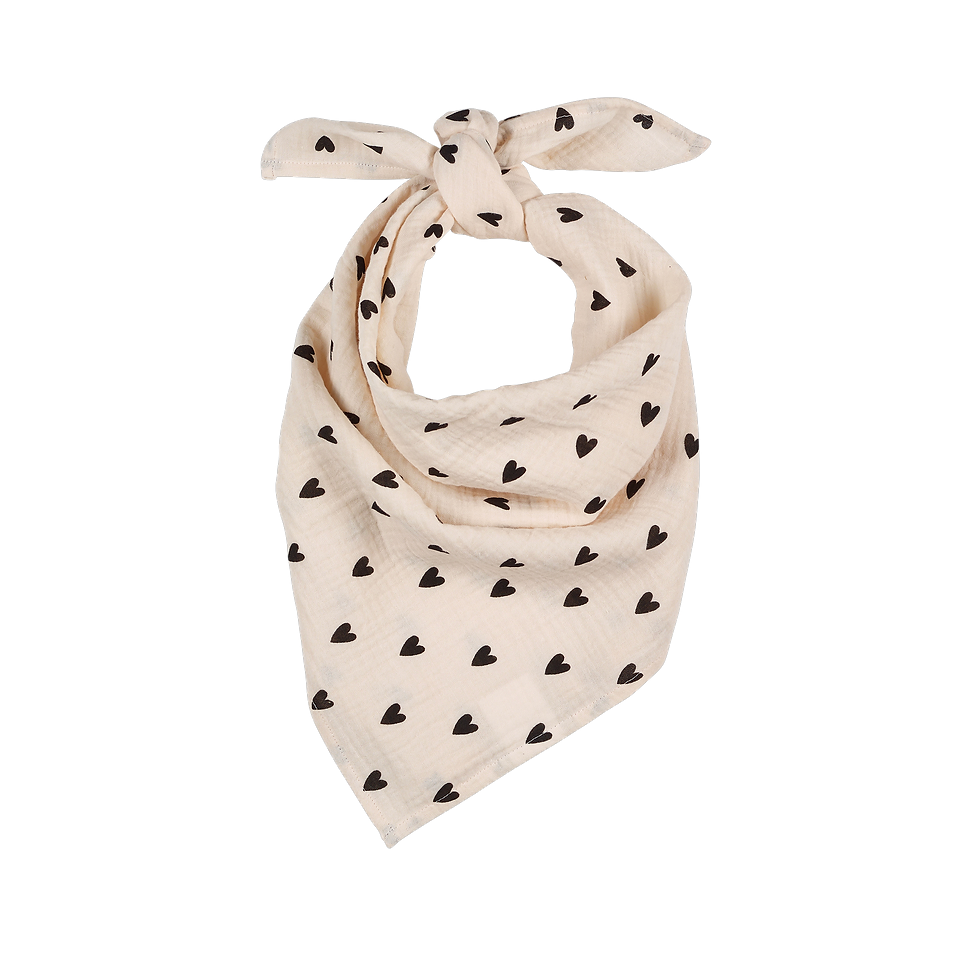 Lange/petit foulard gaze de coton - Coeurs écru
