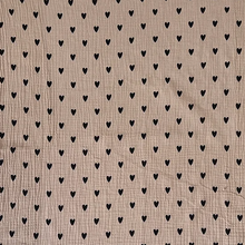 Lange/petit foulard gaze de coton - Coeurs beige