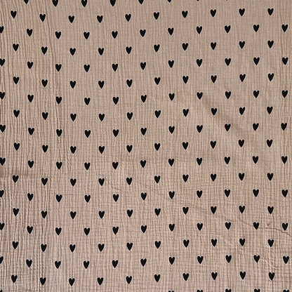 Lange/petit foulard gaze de coton - Coeurs beige