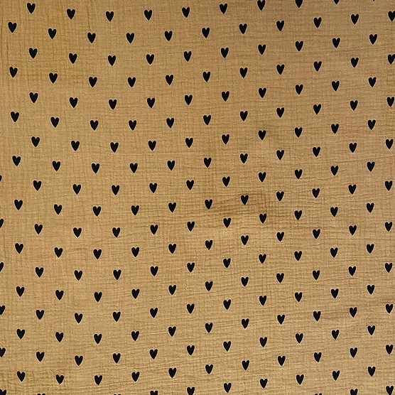 Lange/foulard gaze de coton - Coeurs camel