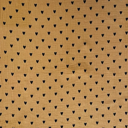 Lange/foulard gaze de coton - Coeurs camel